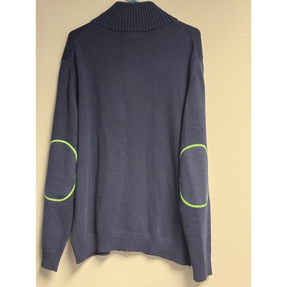 Lilly Pulitzer Wells Sweater Mens XL Navy Full Zip Elbow Patches  NWT #69046 - Picture 2 of 16